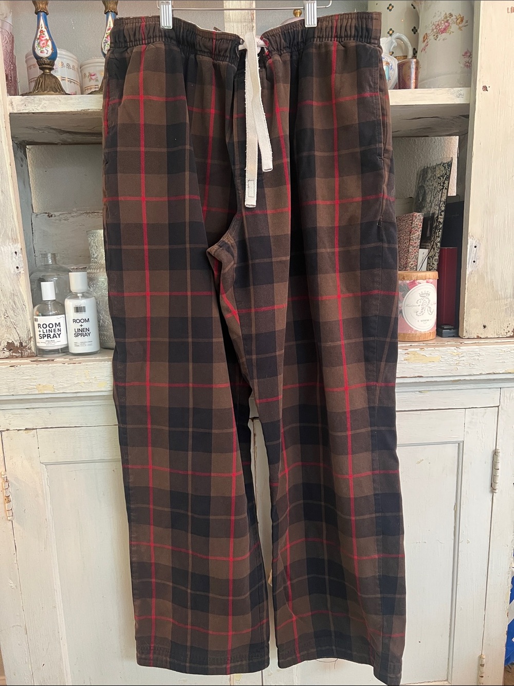 Vintage Eddie Bauer Plaid Flannel Lounge Pants Pajama Bottoms Size L EUC !!!